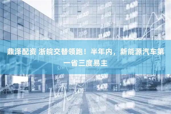 鼎泽配资 浙皖交替领跑!半年内,新能源汽车第一省三度易主