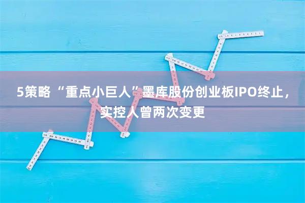 5策略 “重点小巨人”墨库股份创业板IPO终止，实控人曾两次变更